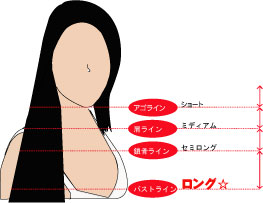 東京・ヘアスタイルアーツ美容室の長さ規定です。